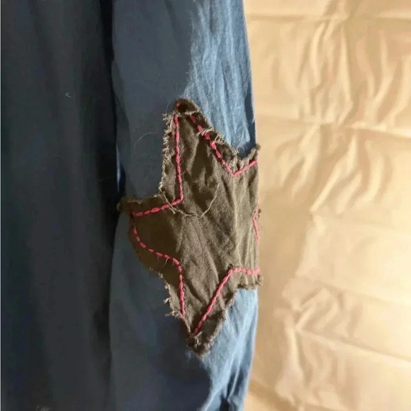 Natural Life Blue Shirt Dress with Star Patch on Elbows - Picture 7 of 7